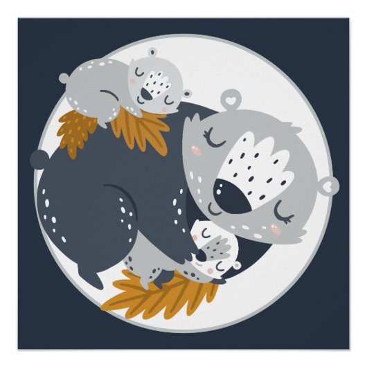 Sweet Mama Bear und Cubs Napping Poster (Vorderseite)