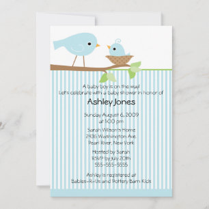 Sweet Mama Bird & Baby Boy Baby Dusche Einladung