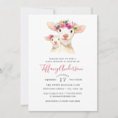 Sweet Mama und Baby Lamb Floral Baby Dusche Einladung (Vorderseite)