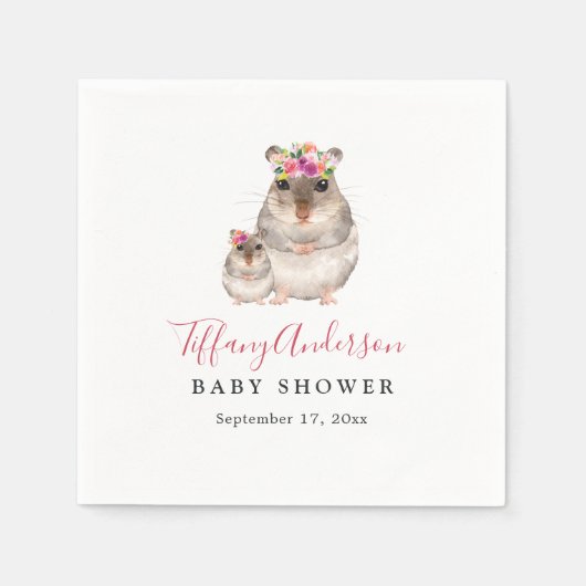 Sweet Mama und Baby Mouse Blumenbaby Dusche Napkin Serviette (Vorderseite)