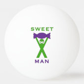 Sweet Man Funny Green Man mit Lila Sweet Art Tischtennisball (Rückseite)