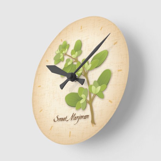 Sweet Marjoram Herb Runde Wanduhr (Winkel)