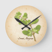 Sweet Marjoram Herb Runde Wanduhr (Vorderseite)