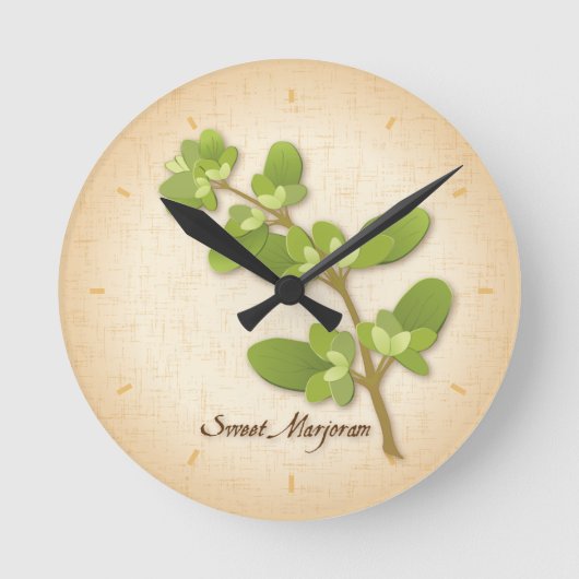 Sweet Marjoram Herb Runde Wanduhr (Vorderseite)