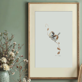 Sweet Marsh Titmouse Wasserfarbe Art Poster