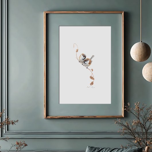 Sweet Marsh Titmouse Wasserfarbe Art Poster