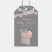 Sweet Mason Jar Pink Gray Baby Dusche Geschenketik Geschenkanhänger (Vorderseite)