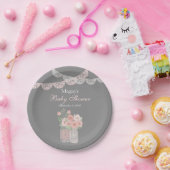 Sweet Mason Jar Pink Gray Baby Duschpapier Teller (Party)