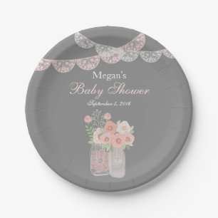 Sweet Mason Jar Pink Gray Baby Duschpapier Teller