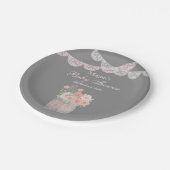 Sweet Mason Jar Pink Gray Baby Duschpapier Teller (Schrägansicht)