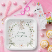 Sweet Meadow Bunny & Wildflowers Baby Shower Pappteller (Party)