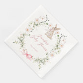 Sweet Meadow Bunny Wildflowers Bow Baby Shower Serviette (Ecke)