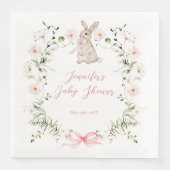 Sweet Meadow Bunny Wildflowers Bow Baby Shower Serviette (Vorderseite)