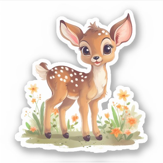 Sweet Meadow Fawn Aufkleber (Vorderseite)