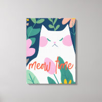 "Sweet Meow Time" Abstrakte weiße Katze