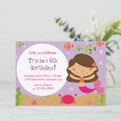 Sweet Mermaid Birthday Einladung (Stehend Vorderseite)