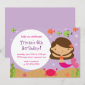 Sweet Mermaid Birthday Einladung (Vorne/Hinten)