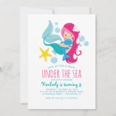 Sweet Mermaid Girl's Birthday Party Einladung (Vorderseite)