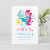 Sweet Mermaid Girl's Birthday Party Einladung (Stehend Vorderseite)