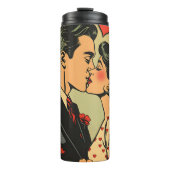 Sweet Mid Century Couple Retro Pop Art Thermosbecher (Vorderseite)