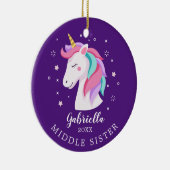 Sweet Middle Sister Unicorn Weihnachtsgeschenk Keramik Ornament (Rechts)