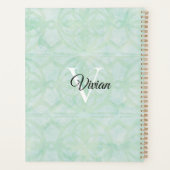 Sweet Mint Green Batik Elegante Monogram Name Planer (Rückseite)