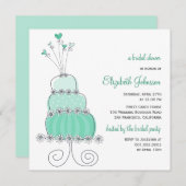 Sweet Mint Wedding Cake Chic Brautparty Einladung (Vorne/Hinten)