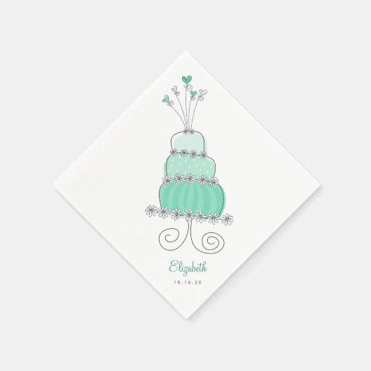 Sweet Mint Wedding Cake Chic Brautparty Party Serviette (Ecke)