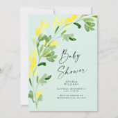 Sweet Mint Yellow Wildblumen Kinderdusche Einladung (Vorderseite)