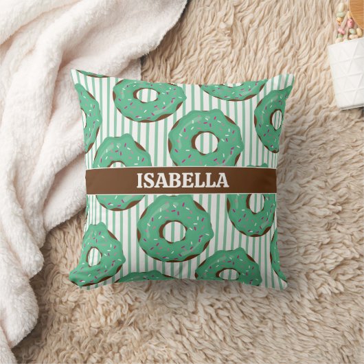 Sweet Minty Green Donut Throw Pillow Kissen (Decke)