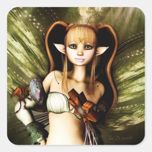 Sweet Mischief Fairy Quadratischer Aufkleber (Vorderseite)