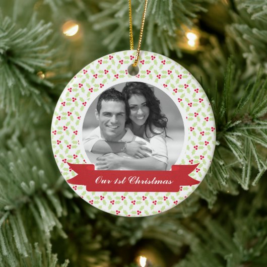 Sweet Mistletoe Foto Keramik Ornament (Baum)