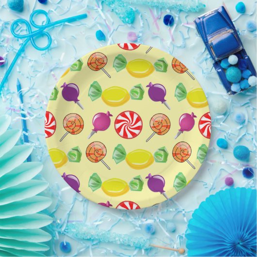 Sweet Mix Candy Muster gelb Pappteller (Party)