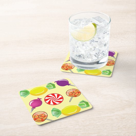 Sweet Mix Candy Yellow Rechteckiger Pappuntersetzer (Vor Ort)