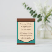 Sweet Mocha & Aquamarin Wedding Guest Reference Ca Begleitkarte (Stehend Vorderseite)