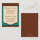Sweet Mocha & Aquamarin Wedding Guest Reference Ca Begleitkarte (Vorne/Hinten)
