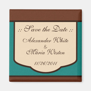 Sweet Mocha & Aquamarin Wedding Save the Date Magn Magnet
