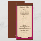 Sweet Mocha & Fuchsia Wedding Reception Menus Menükarte (Vorne/Hinten)