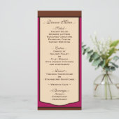 Sweet Mocha & Fuchsia Wedding Reception Menus Menükarte (Stehend Vorderseite)