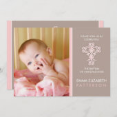 Sweet & Modern Baptism Baby Girl Einladung (Vorne/Hinten)