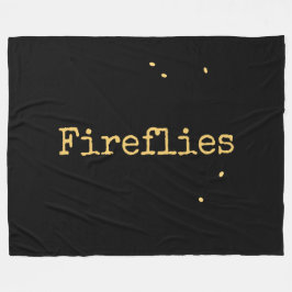 Sweet Modern Black Summer Night Sky Fireflies Text Fleecedecke