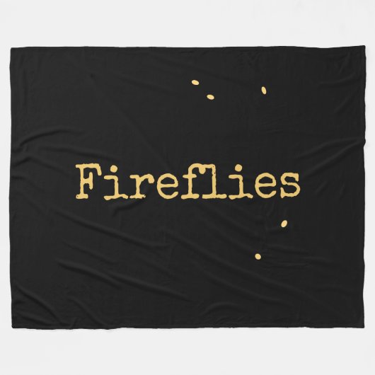 Sweet Modern Black Summer Night Sky Fireflies Text Fleecedecke (Vorderseite (Horizontal))