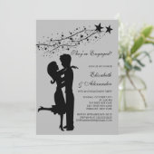 Sweet Modern Couple in Liebe Verlobung Einladungen (Stehend Vorderseite)