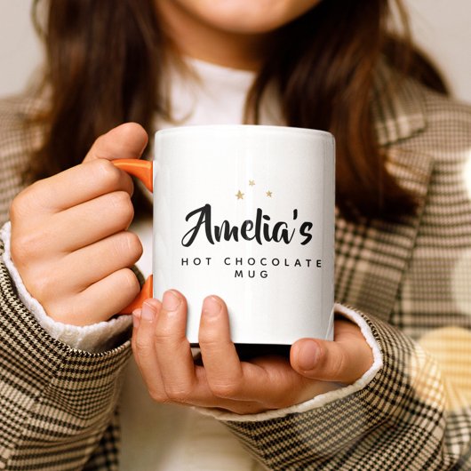 Sweet Modern Individuelle Name Script Hot Chocolat Zweifarbige Tasse