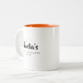 Sweet Modern Individuelle Name Script Hot Chocolat Zweifarbige Tasse (Vorderseite Links)