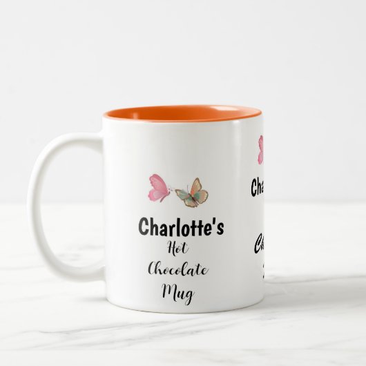 Sweet Modern Individuelle Name Script Hot Chocolat Zweifarbige Tasse (Links)
