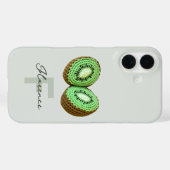 Sweet Modern Minimal Green Crochet Kiwi Name Case-Mate iPhone Hülle (Rückseite (Horizontal))