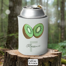 Sweet Modern Minimal Green Crochet Kiwi Name Dosenkühler