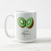 Sweet Modern Minimal Green Crochet Kiwi Name Kaffeetasse (Links)