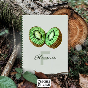 Sweet Modern Minimal Green Crochet Kiwi Name Notizblock